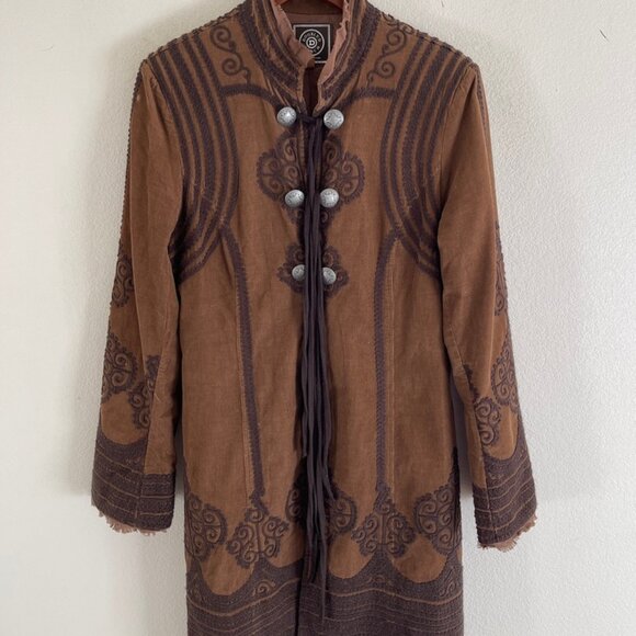 DOUBLE D RANCH Thin Wale Corduroy Duster/Jacket: Conchos & Ties; NWOT! SMALL - Picture 1 of 11
